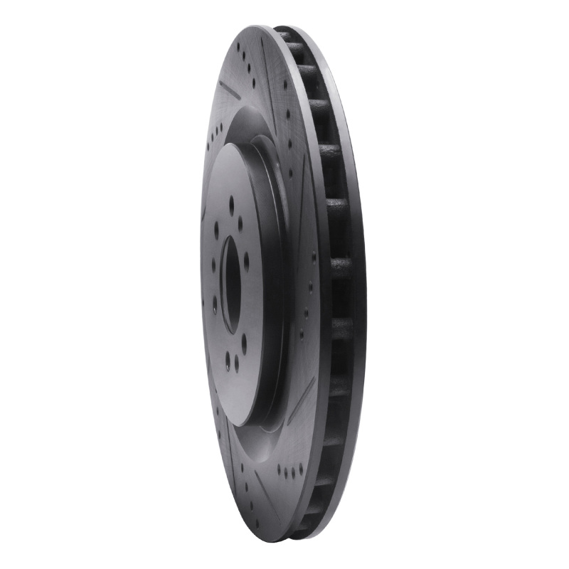 Cadillac CTS Brake Rotor (1) - Rear Right - R1 Concepts - Drilled & Slotted - Black - `04-`11